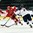 GRAND FORKS, NORTH DAKOTA - APRIL 14: Denmark's Jacob Svejstrup-Schmidt #8 skates with the puck while Slovakia's Dusan Kmec #5 defends during preliminary round aciton at the 2016 IIHF Ice Hockey U18 World Championship. (Photo by Minas Panagiotakis/HHOF-IIHF Images)

